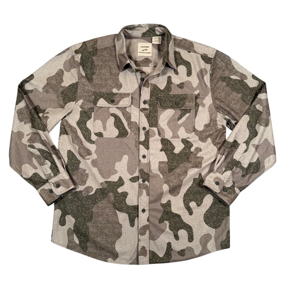 Victory Outfitters Mens Camo Long Sleeve Button Down Shirt Shacket Large